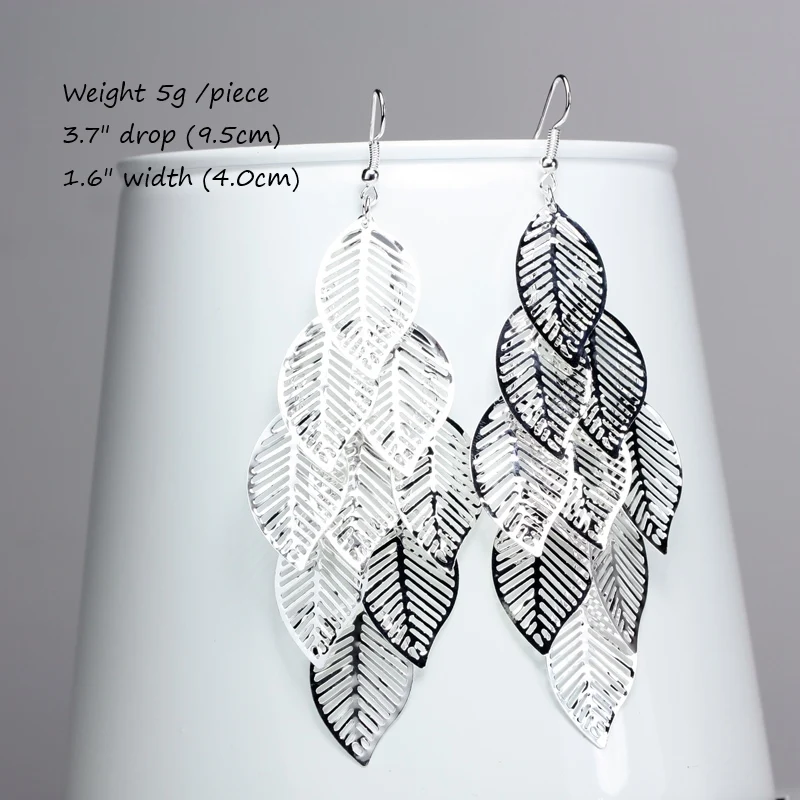 New Fashion Long Silver Earrings Hanging Tassels Leaves for Women Jewelry Party Bijouterie ersa05 | Украшения и аксессуары