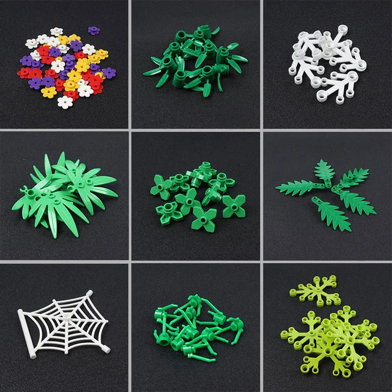 

Аксессуары для города, строительные блоки, военное оружие, зеленый куст, цветок, трава, дерево, растения, детские игрушки для детей, подарки н...