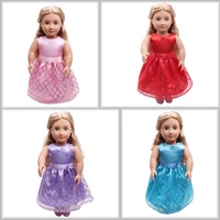 18 inch american doll girls clothes princess lace sequined dress newborn baby toys accessories fit 40 43 cm boy dolls c396