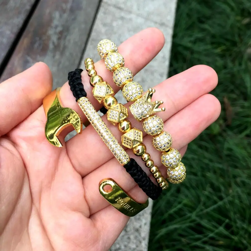 Роскошные ювелирные изделия из жемчуга 4 шт./компл. в стиле хип хоп нержавеющей