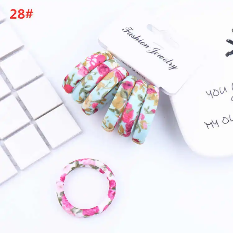 style 28 6 шт./комплект, милые эластичные резинки для волос для девочек, трикотажные резинки для волос, резинка для волос, резинки для волос - Цвет: style 28