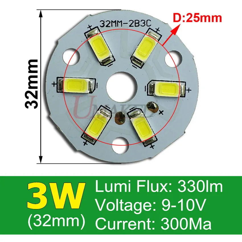 3 Вт, 5 Вт, 7 Вт, 9 Вт, 12 Вт, 15 Вт, 18 Вт, 20 Вт, 24 Вт, SMD5730, яркий SMD светильник, светодиодный светильник, панель для pcb, для потолка - Испускаемый цвет: 3W 32mm