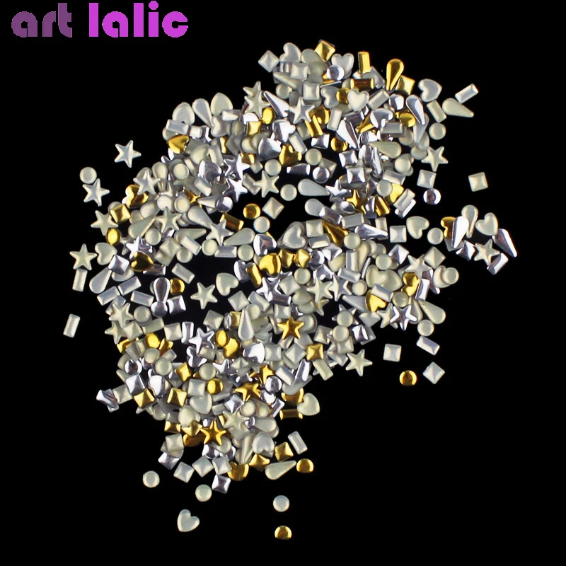 

Gold Silver Rivet Dust Nail Decorations DIY Cool Decor Accessory for 3D Nail Art Manicure Rhinestones Studs