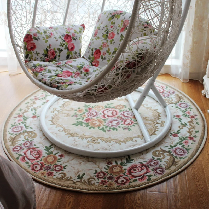 Винтаж Цветочный принт круглый Ванная комната ковролин Диаметр 90 160 см коврик 1