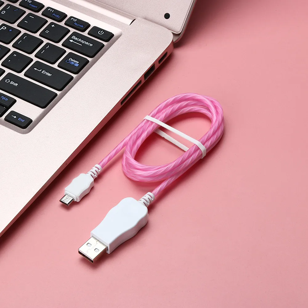 1 м Видимый течёт Mircro USB/type-C умный зарядный кабель для освещения данных светодиодный провод светящийся плоский зарядный кабель# SYS