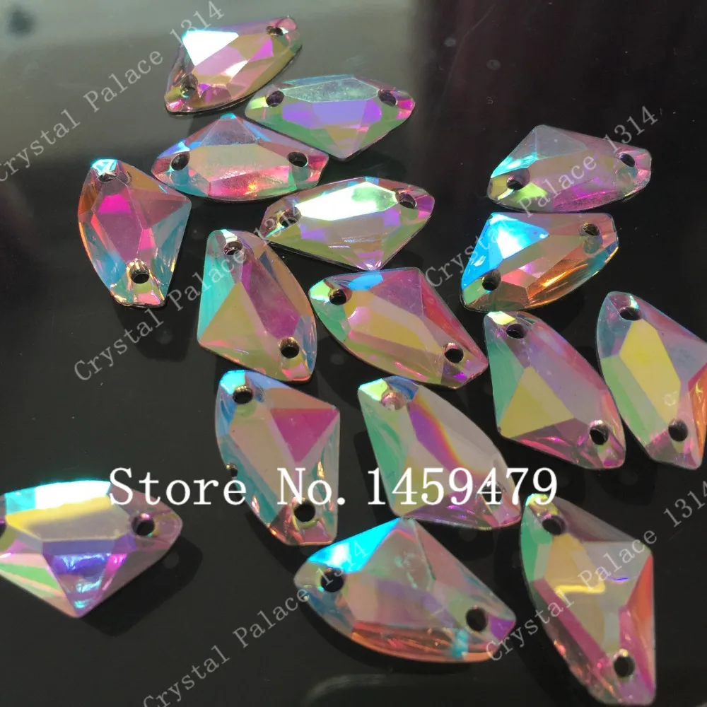 Hot Sell DIY Rhinestones White AB Color The axe Resin 200pcs 11x19mm Sew On Garments Shoes Women Bags Hats Exquisite Accessories | Дом и сад