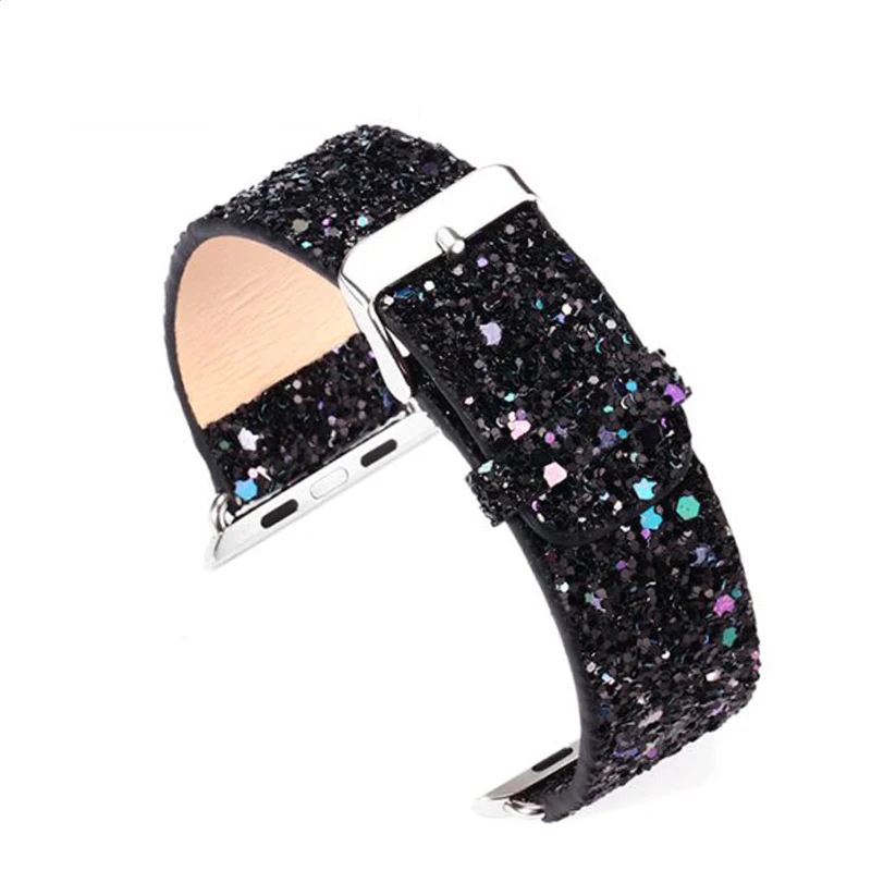 Роскошный блестящий ремешок для часов из искусственной кожи 38 мм 42 Apple Watch