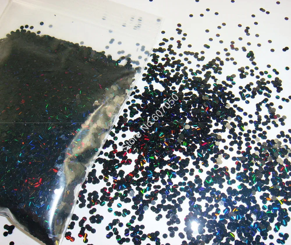 2 мм полоса Лазерная черная круглая точка чешуйчатая форма ногтей Блеск для гель