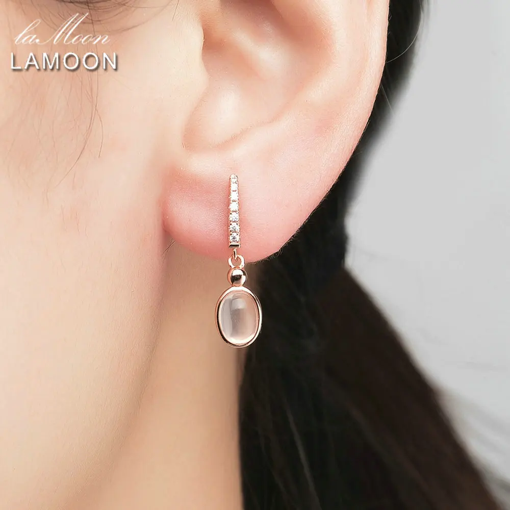 Женские серьги LAMOON LMEI006 розовое золото 925 пробы кварц Серьги с драгоценными