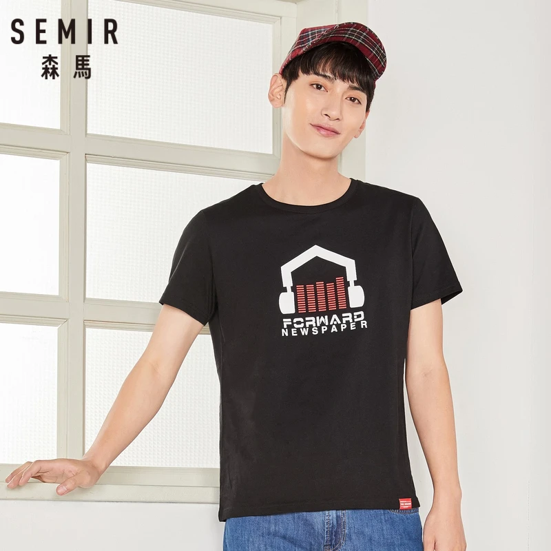 SEMIR 100% хлопок с коротким рукавом напечатаны мужские футболки Повседневная