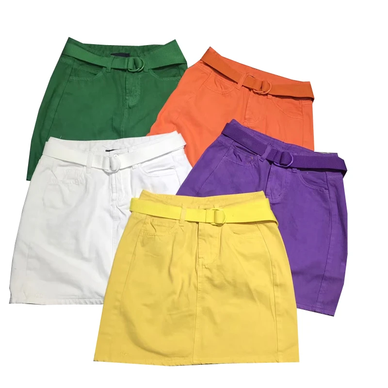 Женская Повседневная однотонная мини-юбка трапециевидной формы с поясом летняя