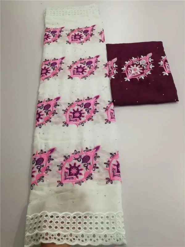 2019 African swiss voile lace in switzerland cotton laces Pink Purple fabric for Dress with stones brown | Дом и сад