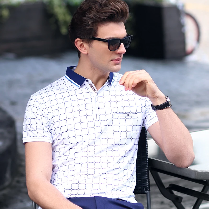 Майка поло мужская однотонная с коротким рукавом в шотландскую клетку|men polo shirt
