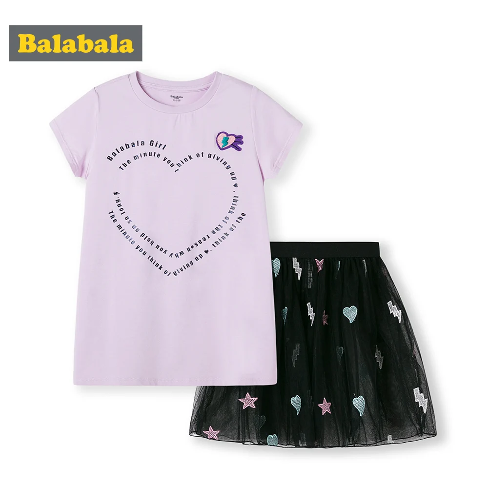 BalabalaChildren/комплект одежды для девочек летние костюмы новинка 2019 Детская футболка
