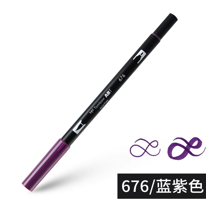 676 ABT Tombow, двойная кисть, художественные маркеры, акварельные маркеры, 96 цветов, мягкая ручка для рукописного письма, профессиональные ручки для рисования - Цвет: 676