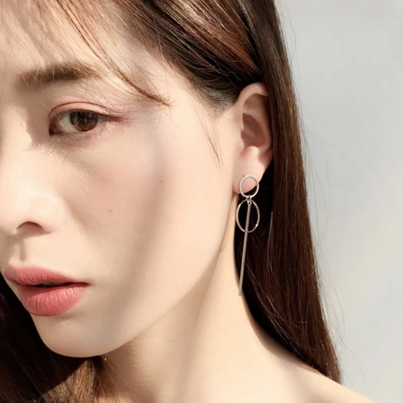 

Korean Double Circle Geometric Female Jewelry