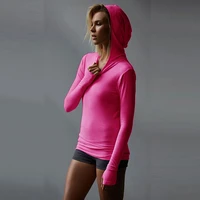 women sport gym running fitness hoodie long sleeve quick dry tops blouse long sleeves pure color pullover hoodies