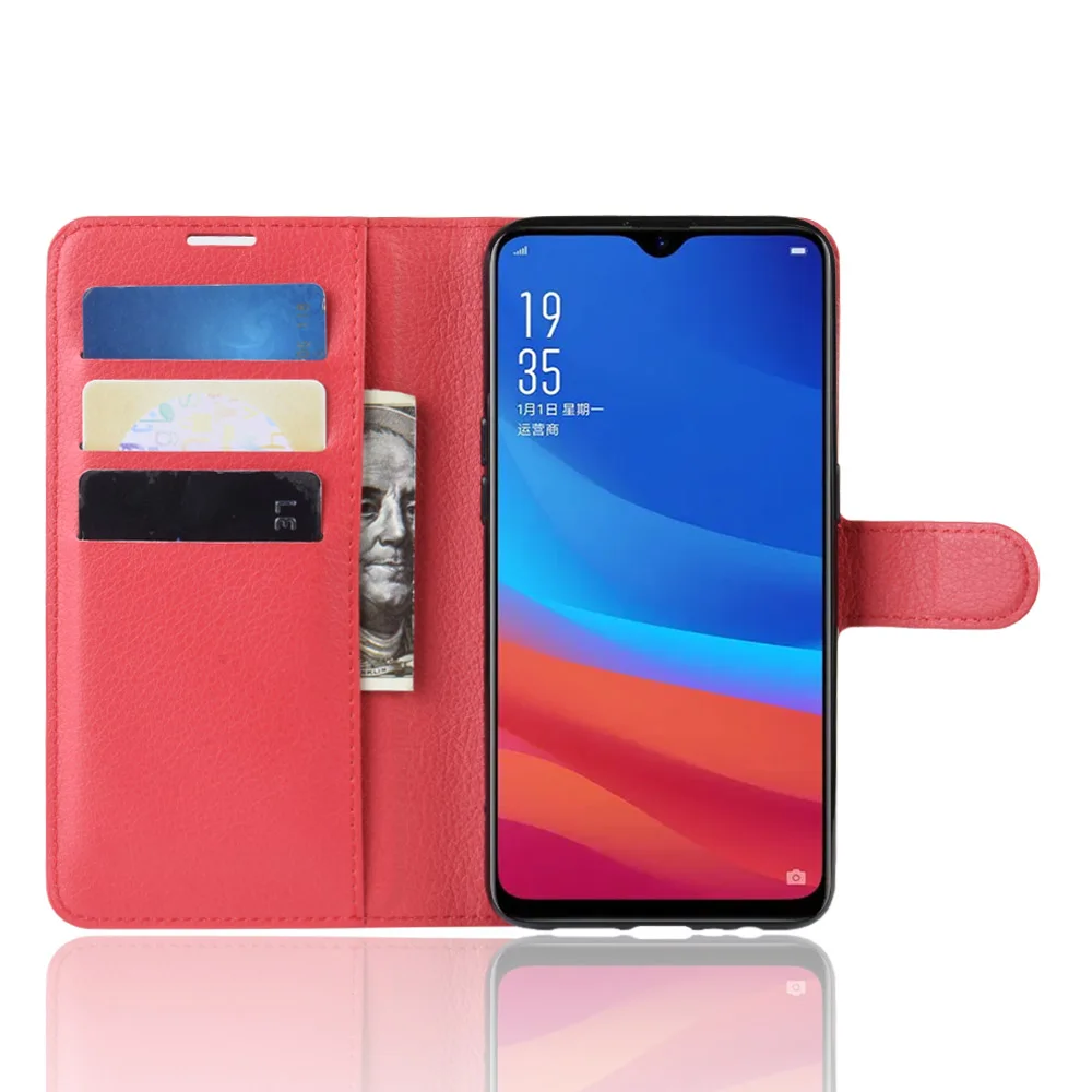 Чехол-Кошелек для OPPO AX5S защитный силиконовый чехол из искусственной кожи