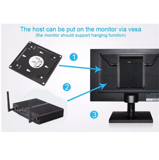 Мини ПК EGLOBAL Windows 10 Intel Core i3 7100U Celeron 3205U два ядра без вентилятора HDMI VGA Wi Fi|Мини ПК| |