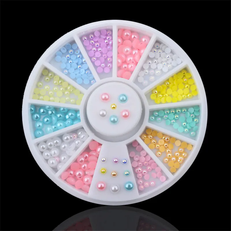 

2mm 3mm mix AB Color pearls Nail Glitter Nail Rhinestones Crystal DIY Nail art decorations Manicure tools NRD029