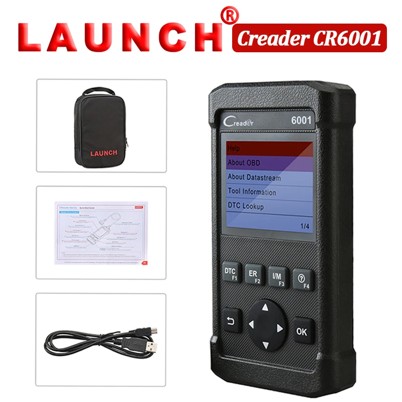 Старт Creader 6001 полный OBDII OBD2 EOBD функции Поддержка O2 Сенсор Тесты сканер Код чтения