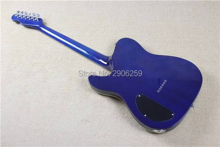 

High quality quilt maple top,mahogany tele guitar, glued in one piece tl guitar,blue circle sunburst,flamed maple fingerboard