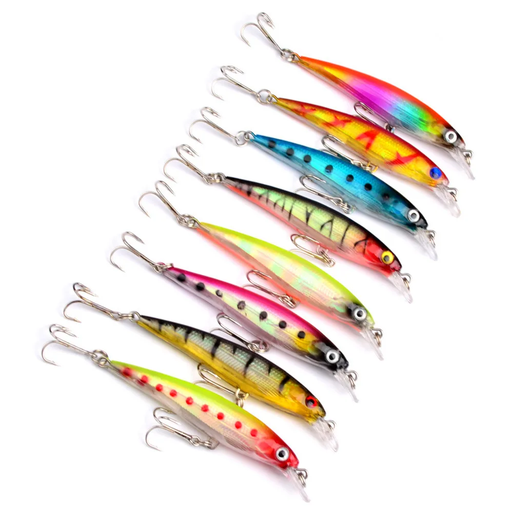 

8PCS Fishing Fish Bass Crankbaits Crank Minnow lure hook baits 8.2cm/7.3g