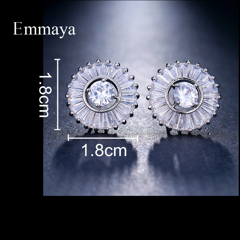 Модные женские серьги Emmaya серьги-гвоздики с круглым прозрачным цветным цирконом