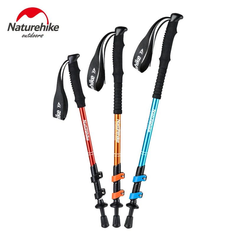 

Outdoor 6061 Aluminum Alloy 3 Section Adjusts Alpenstock Iron Tip Walking Sticks Family Trekking Pole For Man Woman Children