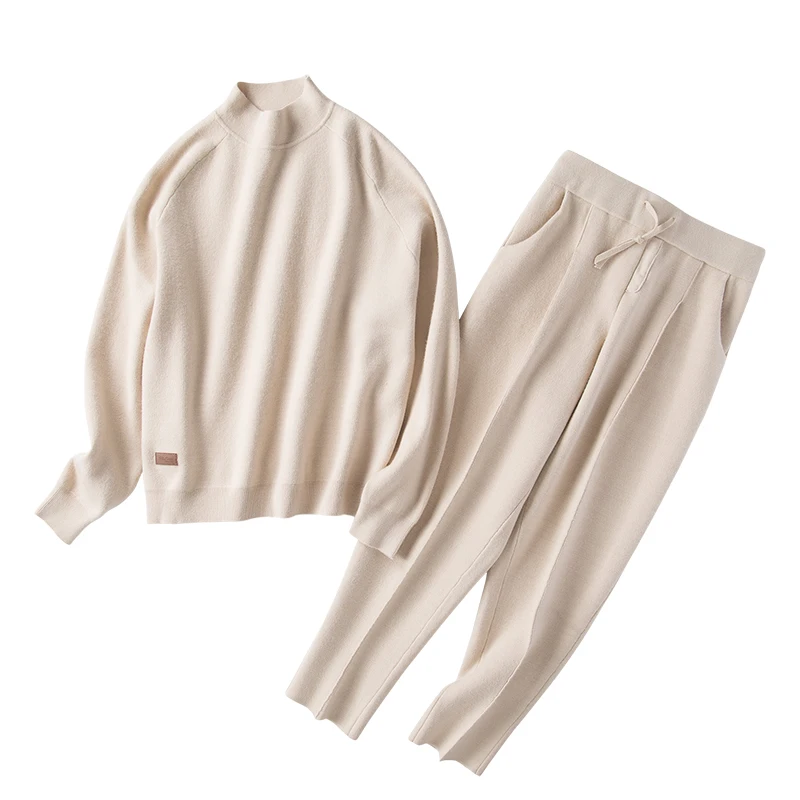 Hot Sale Tracksuits New Arrival Full Spring 2018 Women's Fashion Casual Loose Two-piece Sweater Harem Pants Knit 2 Suit Women
