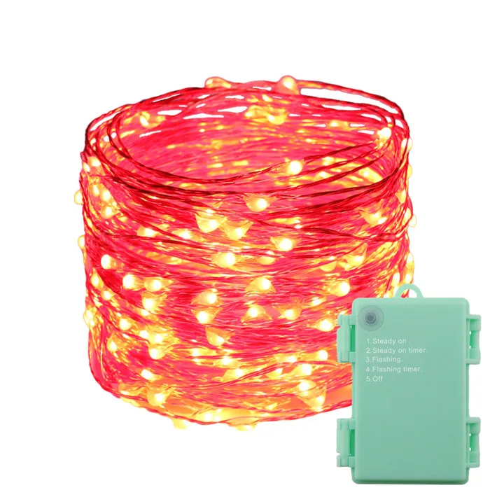 Red 1/2/4 шт. 6AA Батарея батареях 20 м 200LED Водонепроницаемый флэш-многоцветный Фея огни строки, медный провод Рождество Свадебные огни - Испускаемый цвет: Red