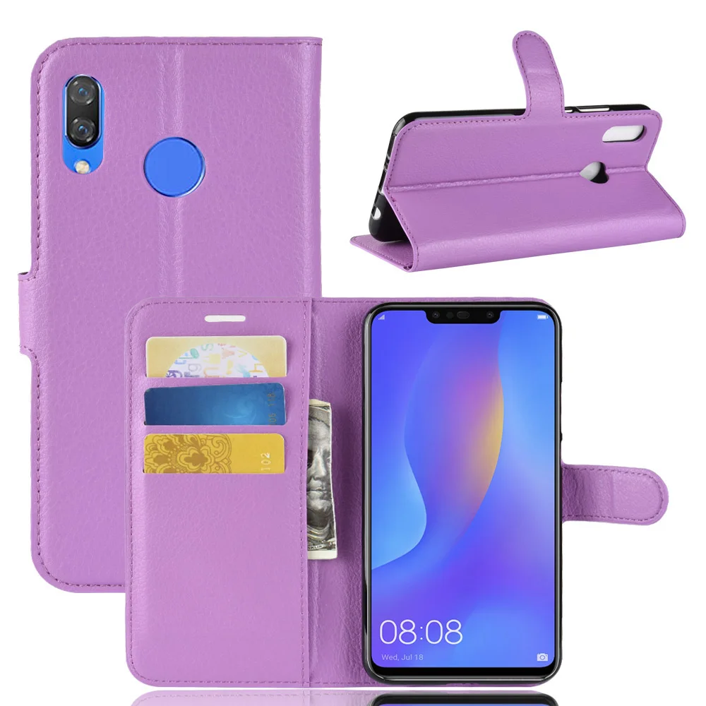 Для Huawei P Smart плюс Psmart + чехол INE LX1 LX2 6 3 дюймов nova 3i Личи портмоне с откидной крышкой