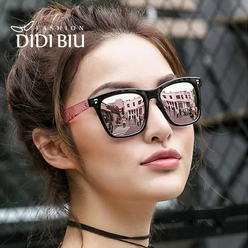 DIDI итальянский бренд поляризованные камуфляжные Солнцезащитные очки женские Квадратные Солнцезащитные очки мужские розовые очки с заклепками W573