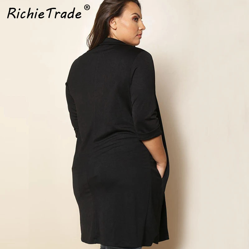 RICHIETRADE однотонная Черная Женская куртка пальто с длинным рукавом повседневный
