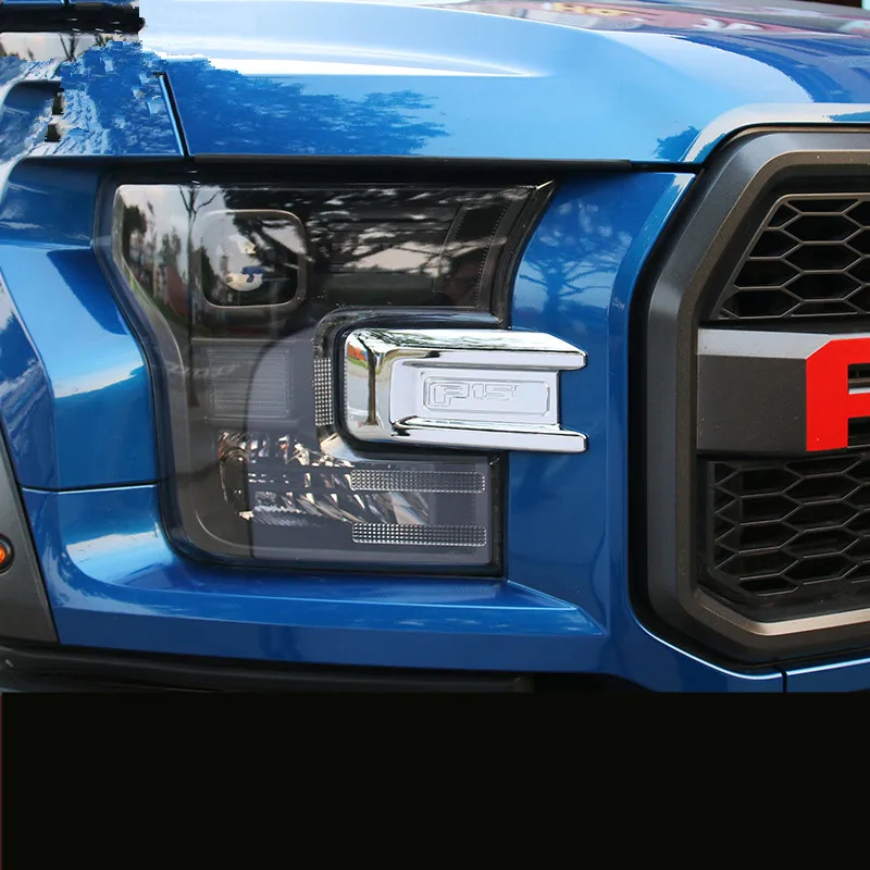Крутая 2 шт. ABS красная Серебристая фара рамка для Ford Raptor F150 2017 2018 ACA033|Хромирование|