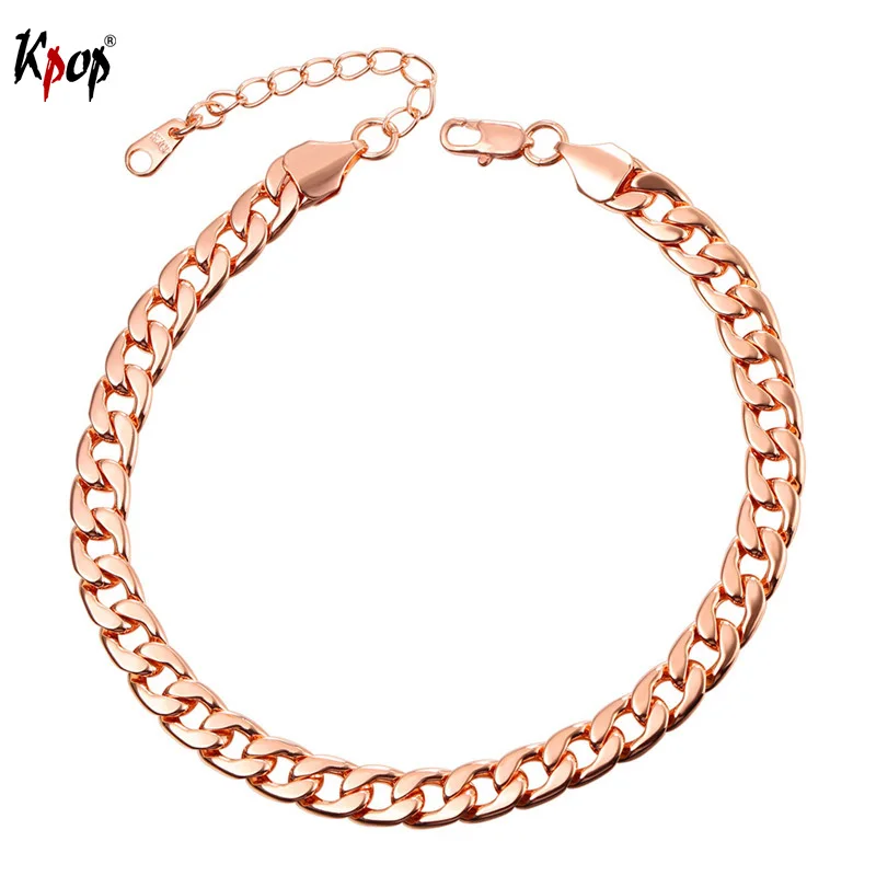 

Kpop Rose Gold/Gold/Silver Color Anklet Bracelet Trendy Jewelry with Adjustable Length For Women A755