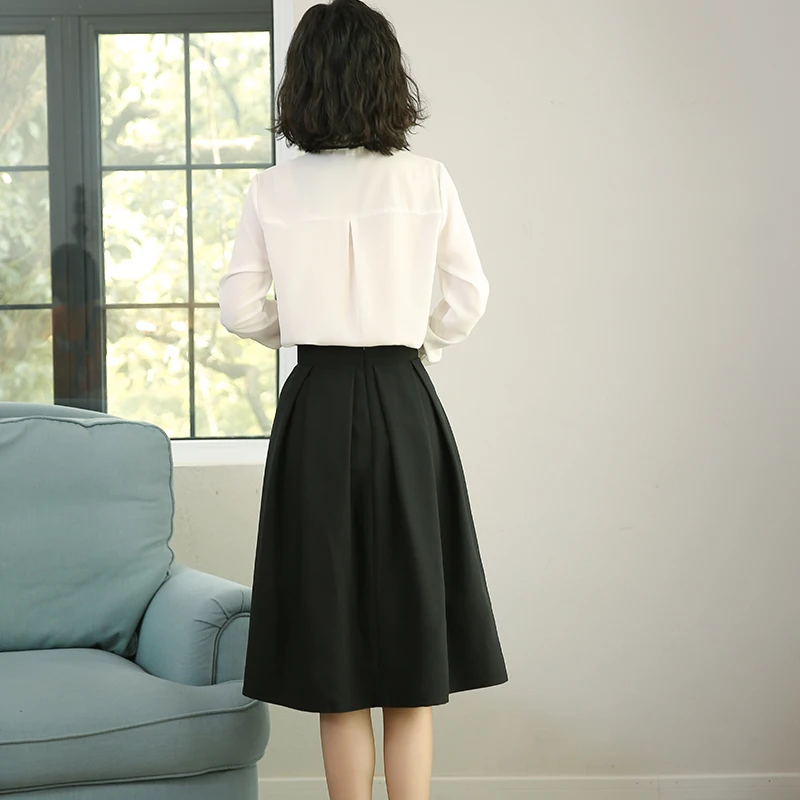 

Lenshin Knee-length Black A-Line Casual Empire Skirt for Girls
