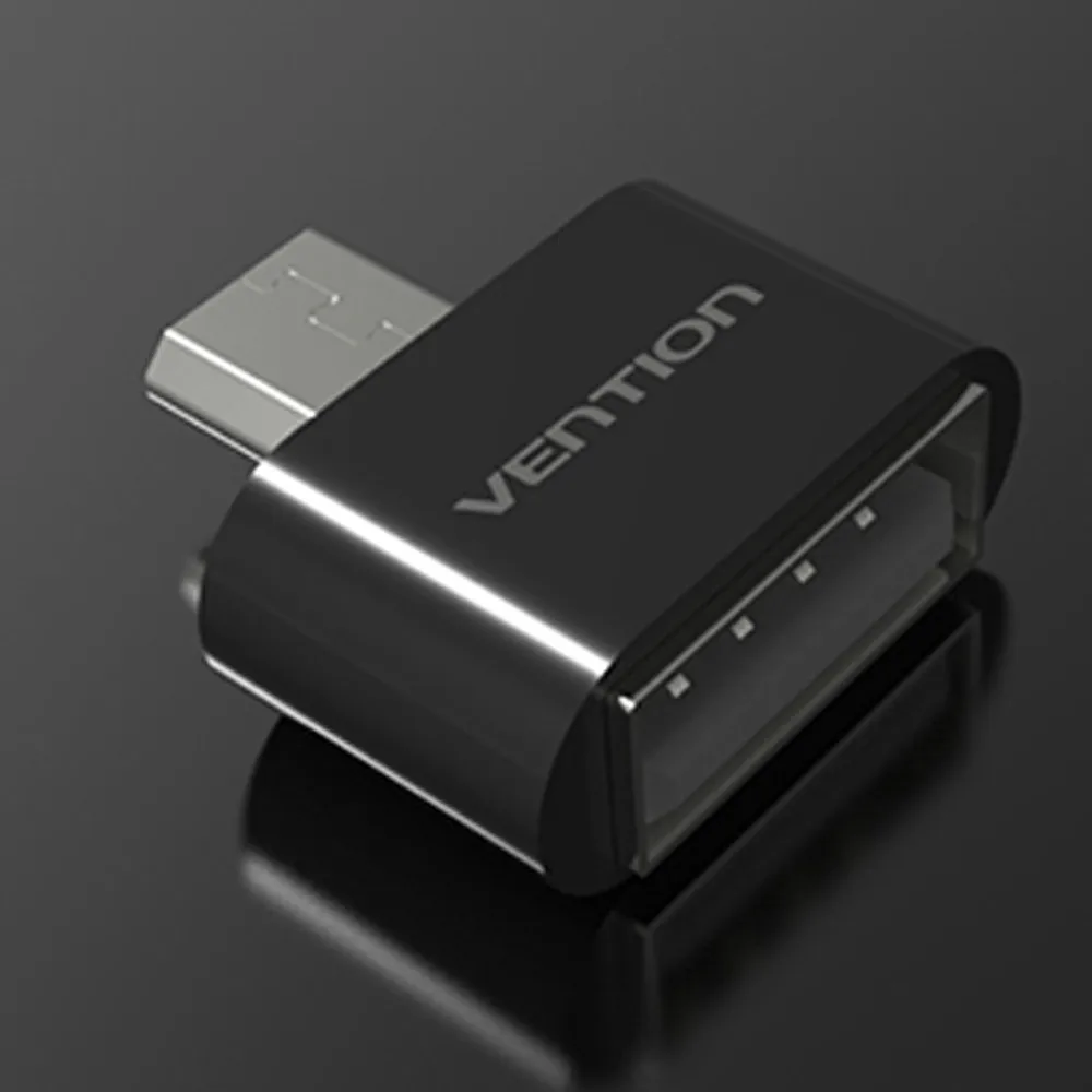 Black Vention VAS-A07 Micro USB к USB мини-адаптер OTG 2,0 конвертер для Android высокоскоростные сертифицированные аксессуары для мобильных телефонов - Цвет: Black