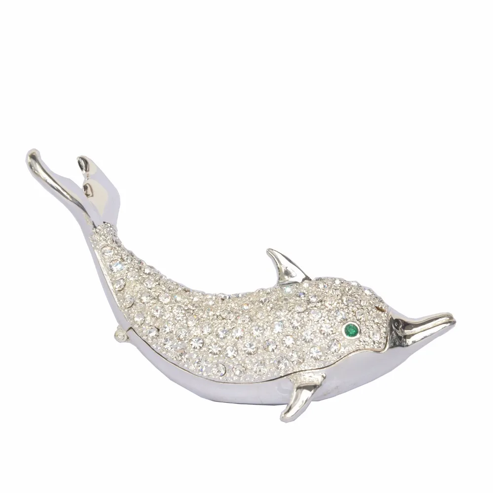 

jeweled dolphin animal Trinket Jewelry wedding Ring Box Novelty Gift for Her Collectible vintage Decoration