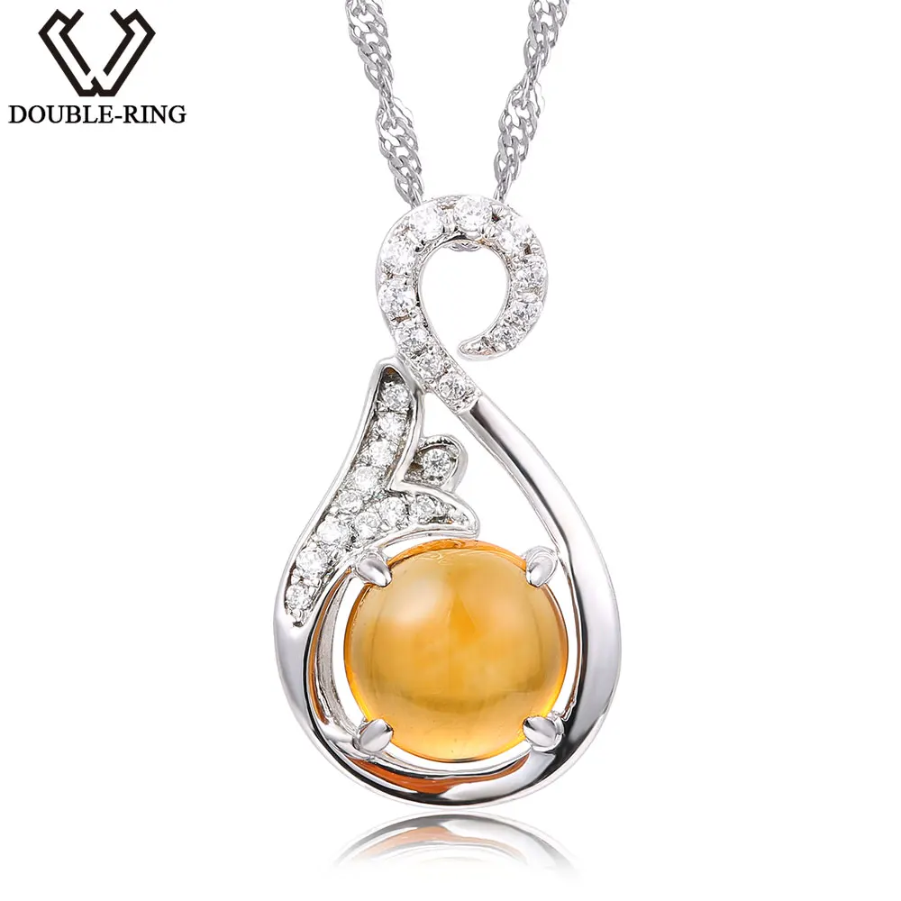 

DOUBLE-R 2.14ct Natural Citrine Pendant Female 925 Silver Real Gemstone Pendant Romantic Mother'S Day Gift Women Brand Jewelry