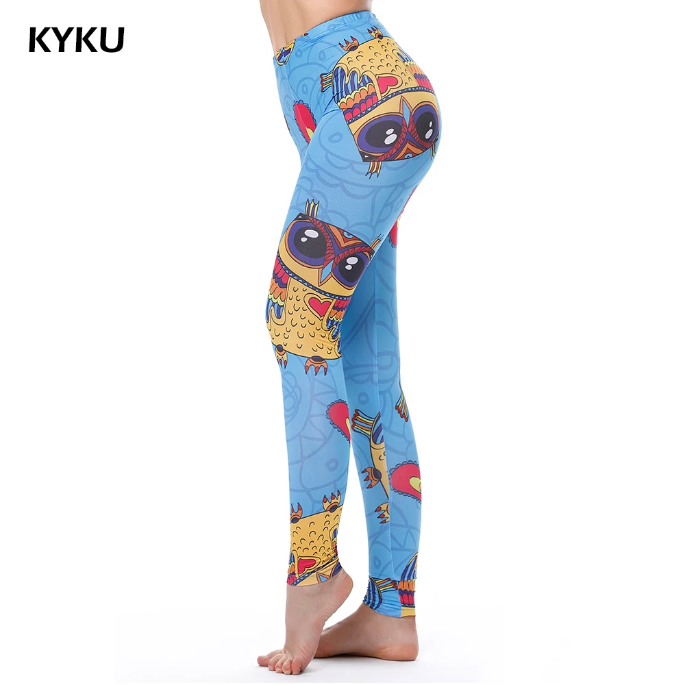 KYKU брендовые синие модные сексуальные леггинсы с совами для женщин летние