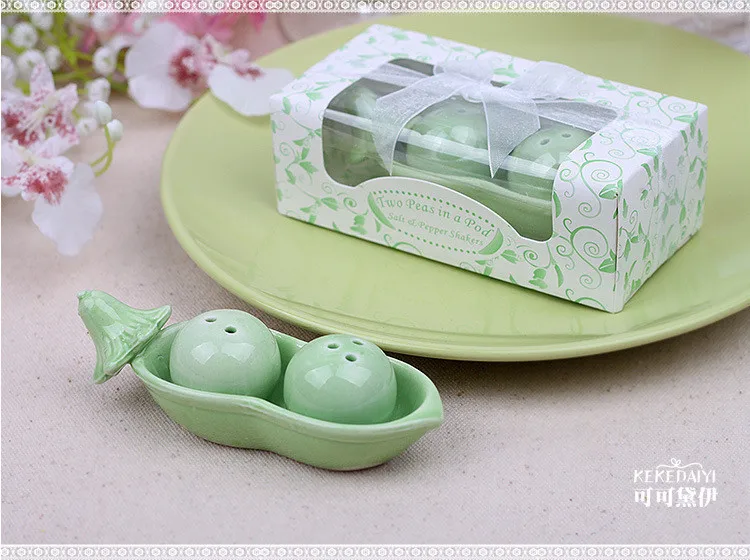 Hot Selling Two Peas in a Pod - Ceramic Salt &amp Pepper Shakers Ivy Print Gift Box -100 sets =200 pcs pack | Дом и сад