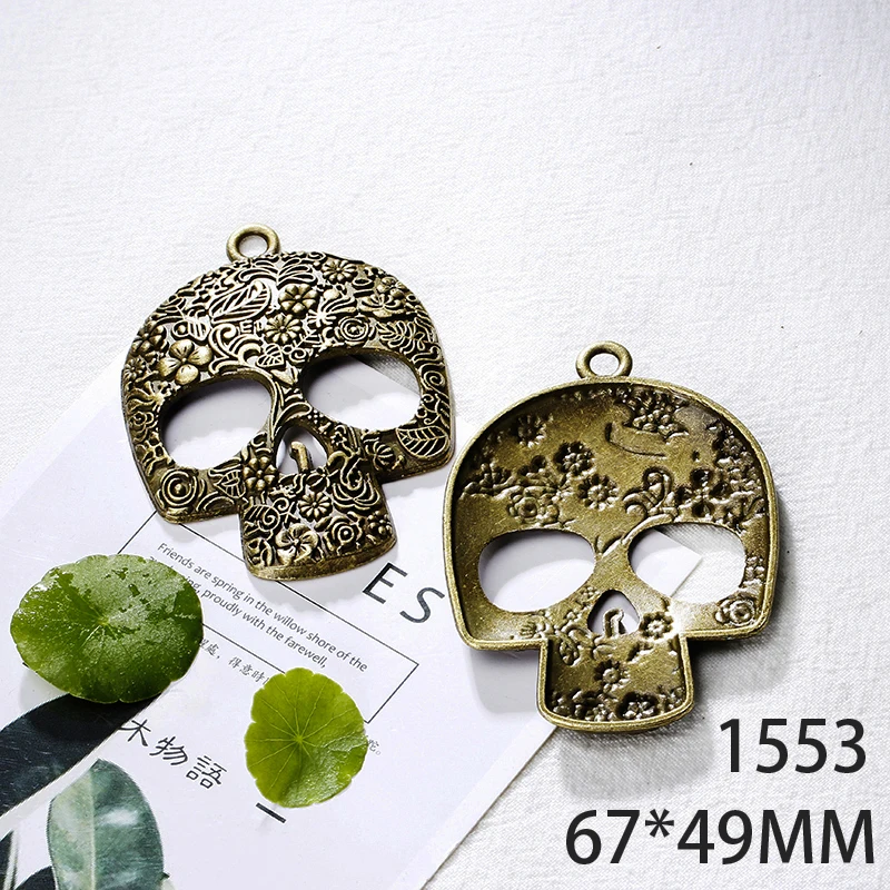 

67*49mm 1pcs Skeleton Alloy Pendant For Diy Jewelry Making 2 Colors Antique Silver Antique Bronze No.1553