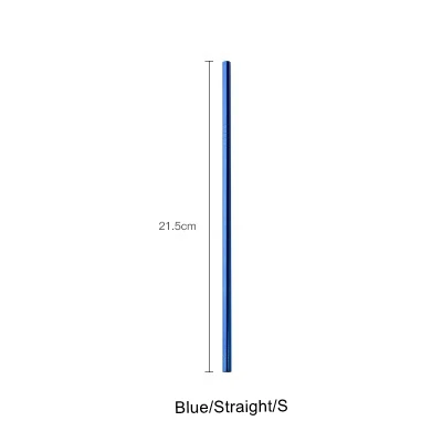 Blue-Straight-S Скандинавские красочные 304 нержавеющая сталь питьевой соломинки многократного использования изогнутая металлическая соломинка Высокое качество трубка Офис Бар посуда для напитков аксессуары - Цвет: Blue-Straight-S