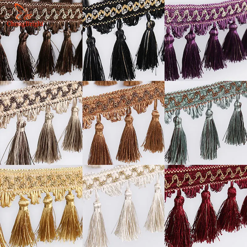 

CHENGBRIGHT High Quality 10 Yard 10CM Long Polyester Lace Tassel Flower Window Cloth Lace Wedding Accessories Textile Tassels