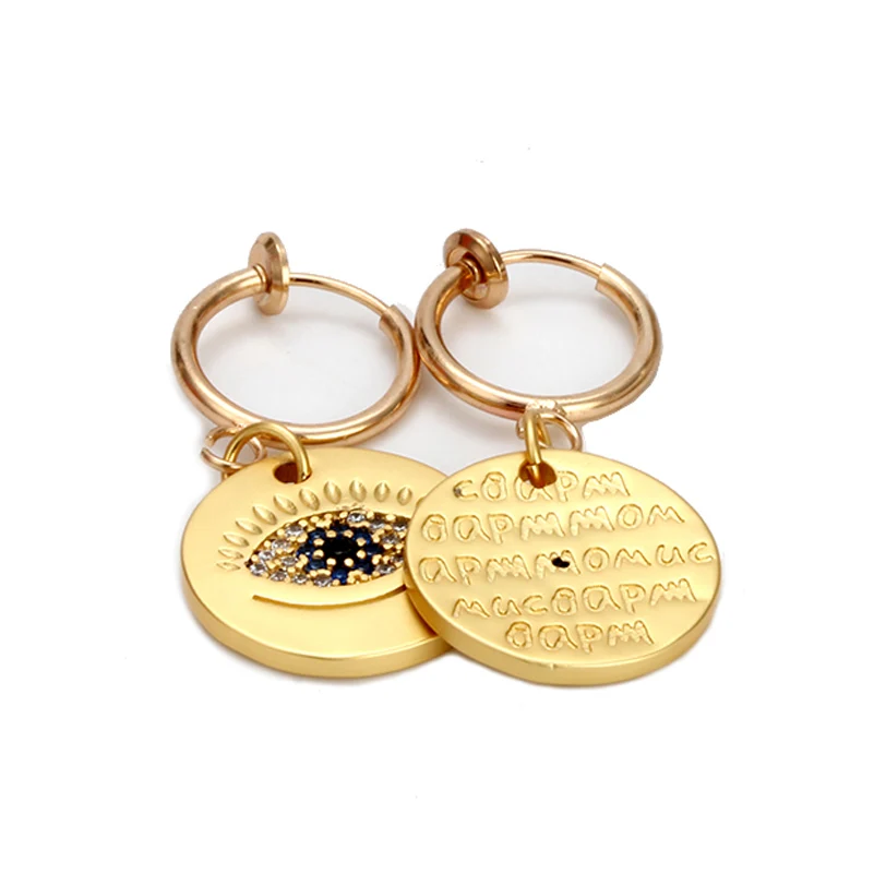 Gold Висячие серьги с цирконием, висячие серьги с голубым сглаза, висячие серьги цвета золота, серебра, ювелирные изделия для женщин EY6264 - Окраска металла: Gold