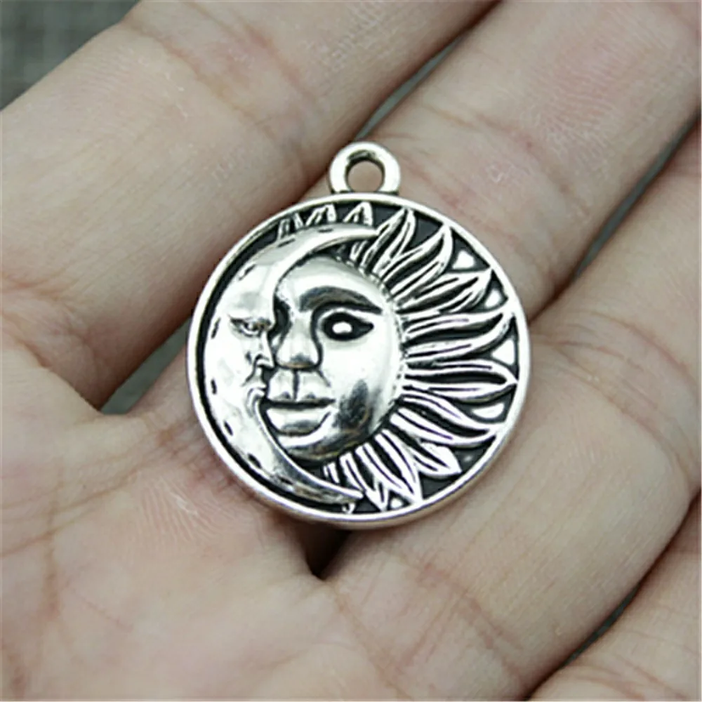 WYSIWYG 3 шт 29x25 мм тотемные Подвески Sun Moon для изготовления ювелирных изделий Круглые