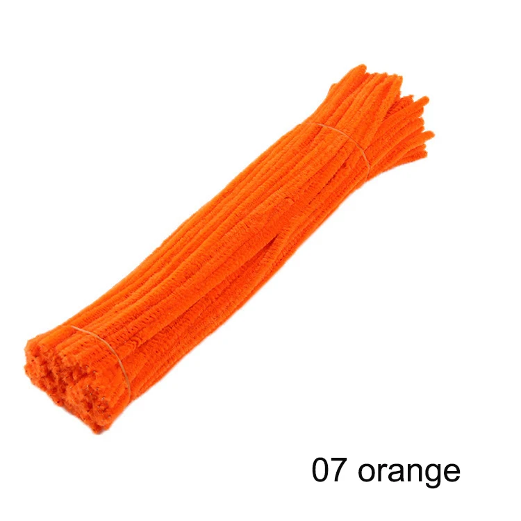 07 orange 100 шт 30 см стебли синели, очистители труб детские развивающие игрушки ручной работы Красочные шенили Стебли трубы для DIY ремесла поставки - Цвет: 07 orange