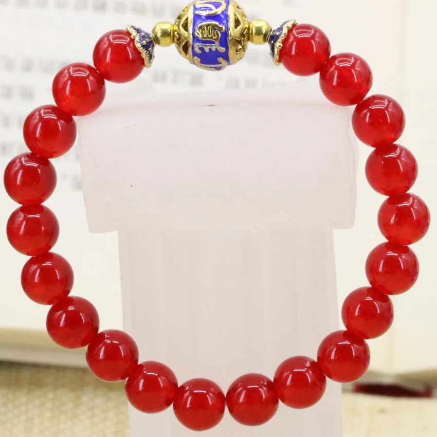 Золотой цвет перегородчатой натуральный камень красный нефрит халцедон 8 мм