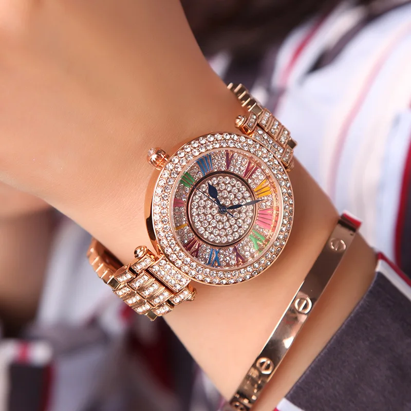 Женские Кварцевые водонепроницаемые часы с фианитом в Корейском стиле|Женские
